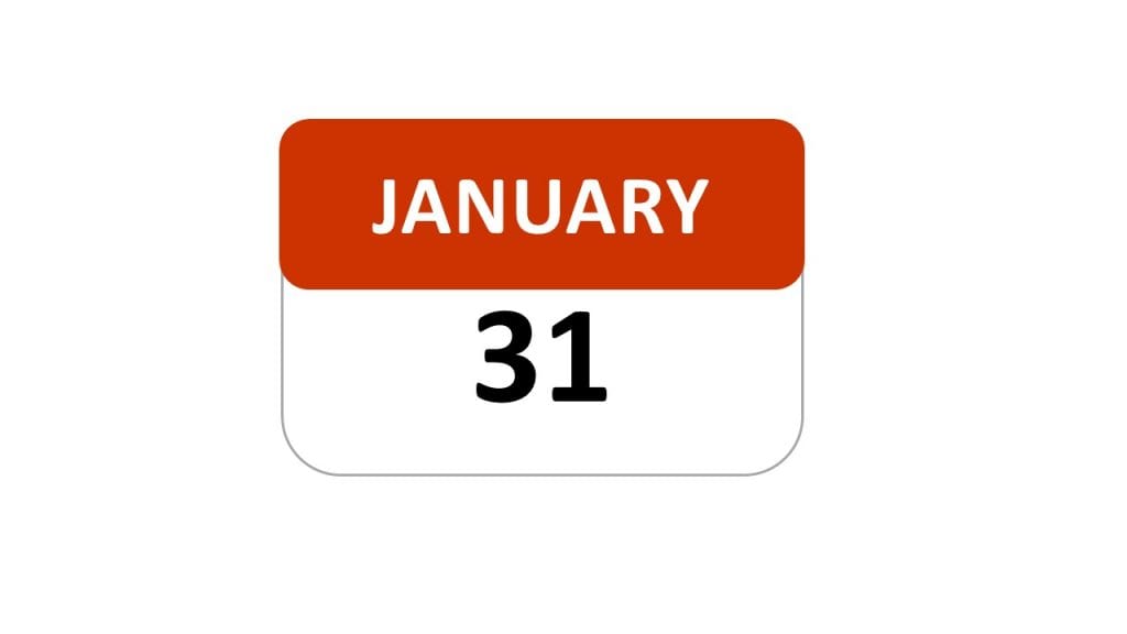 January 31 Calendar