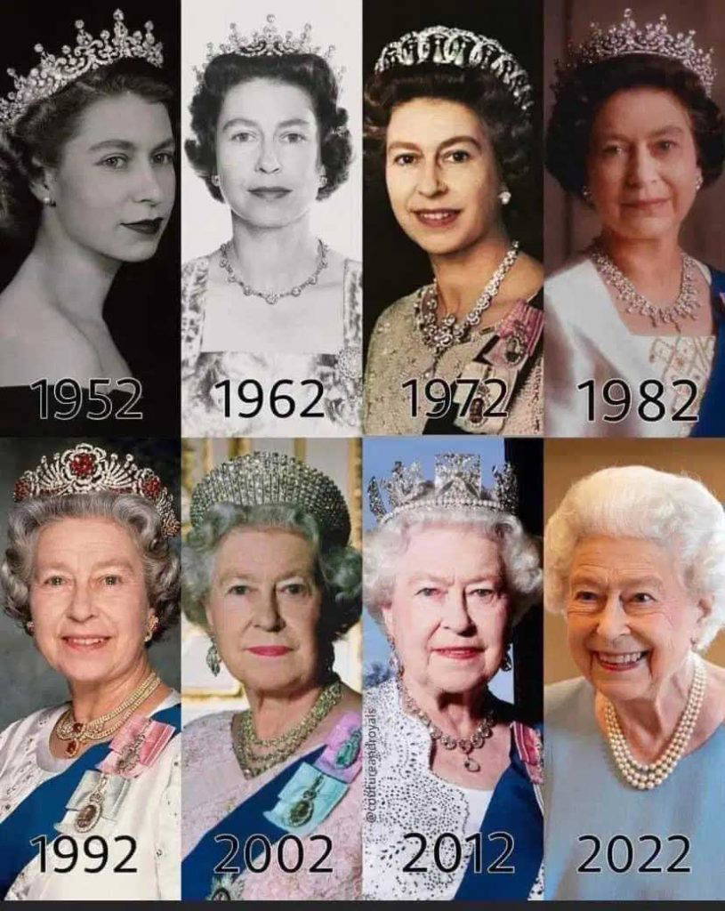 Photo timeline of Queen Elizabeth II from 1952 to 2022 wearing royal attire